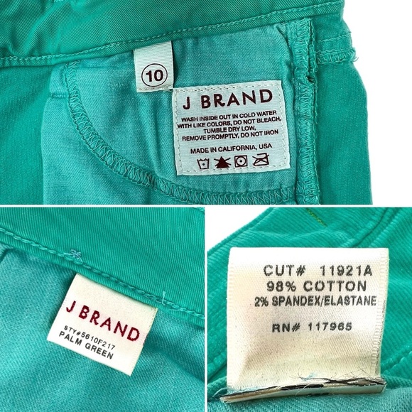 J Brand Corduroy Skinny Jeans Girl’s Size 10 Palm Green Pants Cords New NWT - Picture 4 of 6